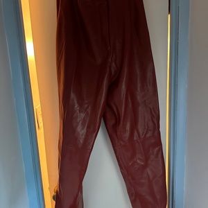NWT faux leather pants red